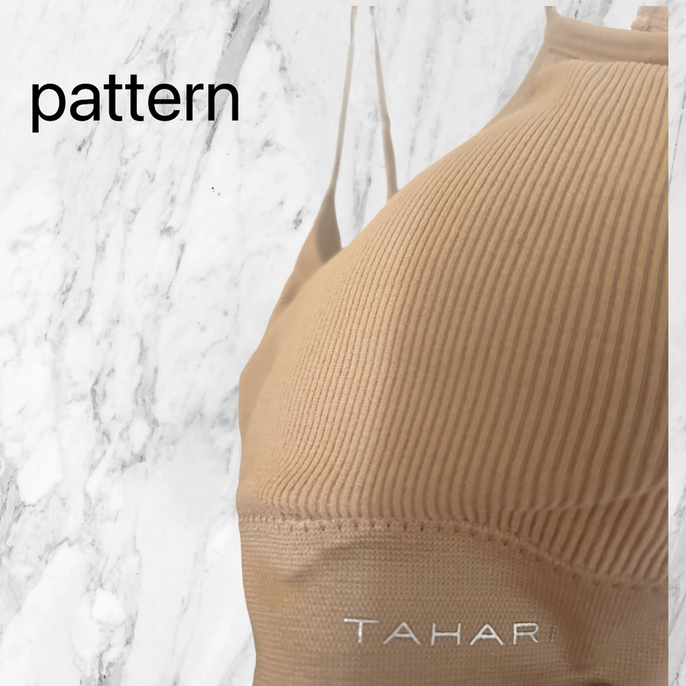 🇺🇸🆕 NWOT TAHARI | XL | TAN Seemless Bralette Lace back V-Neck - Picture 7 of 16